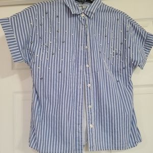 Pearl Strip Collar Shirt